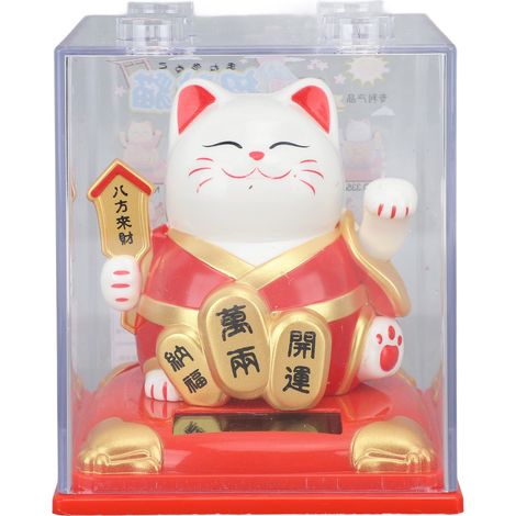 Ortviai Chat Porte-Bonheur Solaire Rouge avec Bras Oscillant Automatique pour Tableau de Bord Voiture ou Fenêtre – 8 cm (1/5)