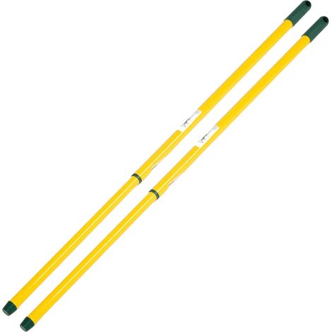 2 manches télescopiques 80-130 cm jaune/vert filetage allemand