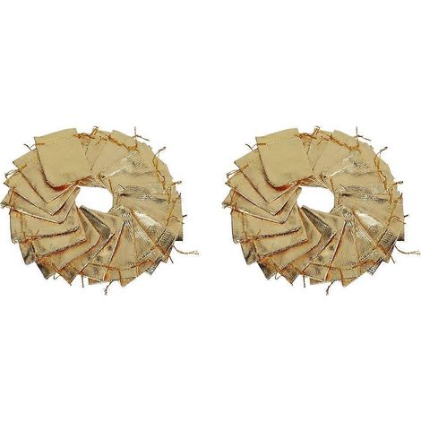 200 sachets à bonbons en organza doré, décorations de Noël, sachets cadeaux pour invités de mariage, sachets à cordon (1/5)