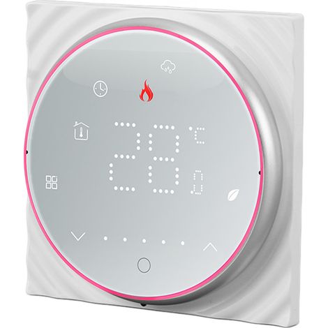 Thermostat intelligent LED pour chauffe-eau, thermostat programmable précis sur 7 jours, AC95-240V, base carrée, blanc (1/5)