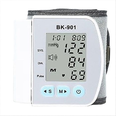 Automatisches digitales Blutdruckmessgerät für das Handgelenk mit intelligentem LCD-Display und englischen Sprachansagen, Herzfrequenzmessgerät (1/5)
