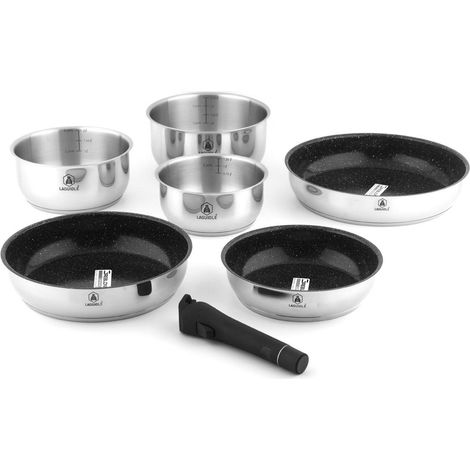 LAGUIOLE CUISSON - Set de 7 pièces inox amovible antiadhésif - "Réactif"