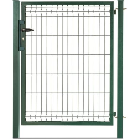 Easycloture – Portillon grillagé en acier galvanisé 1m x H 1m30 – Maille 200 x 50 – Passage 0m98 – Occultation possible avec lattes PVC