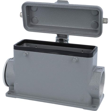 HARTING Han 24B Embase à monter en saillie haut, 1xM40 sortie de câble latérale, pour 2 étrier (sur partie supérieure) avec capuchon de protection en métal - 1 Stück (1/3)