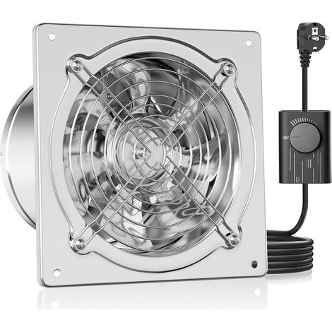 1 Ventilateur d'extraction 250 mm, Débit 1680 m³/h, Acier inoxydable, Clapet anti-retour, Cuisine Salle de bain Garage (1/5)