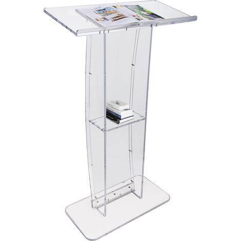 VEVOR Acrylic Podium, 47" Tall, Clear Acrylic Podium Stand with Wide Reading Surface & Storage Shelf, Floor-standing Clear Pulpits Acrylic for Church Office School (1/5)