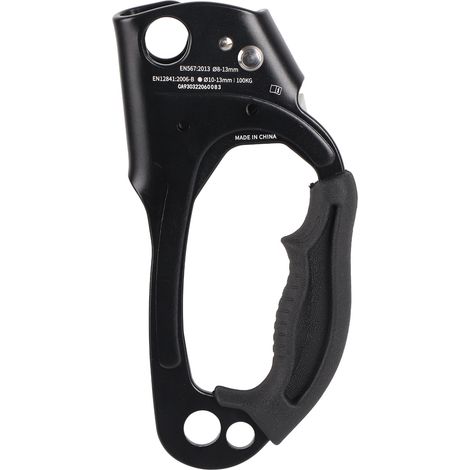 Équipement d'escalade et de rappel pour main gauche, pince à corde 8-13mm, idéal pour activités outdoor et montagne. (1/5)