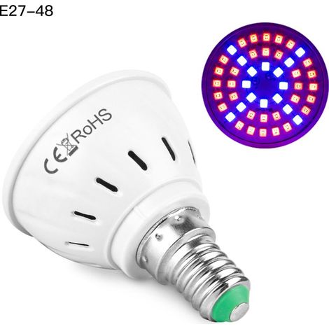 AMPOULE LED DE CROISSANCE POUR PLANTES E27-48 LED — Coupelle PC haute résistance et contrôle uniforme de l'éclairage (1/5)