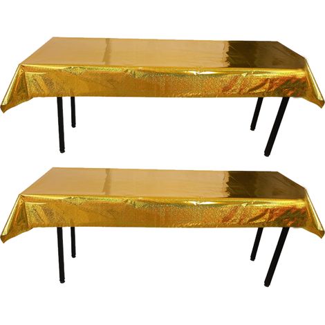 Lot de 2 nappes en aluminium brillant, 1m x 2,7m, imperméables et oléofuges, pour mariage, anniversaire et fête (1/5)