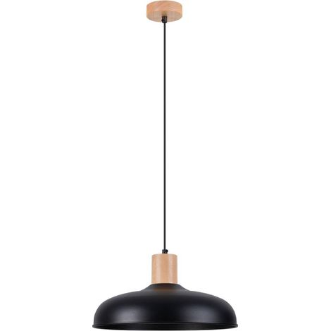 Pendelleuchte mit schwarzem Schirm und Holzelementen INDY 1xE27 15W SL.1324 Sollux Lighting (1/5)
