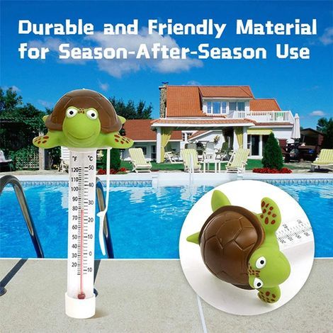 Floating pool thermometer, shaped like a turtle, for measuring the water temperature of swimming pools, spas, hot tubs and aquariums - AquaForge (1/5)