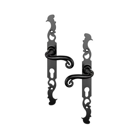 Ouvre&Déco – Poignée de porte coulissante rustique en zamak noir – I entraxe 195 mm – Pour portes d'entrée – Modèle COQ