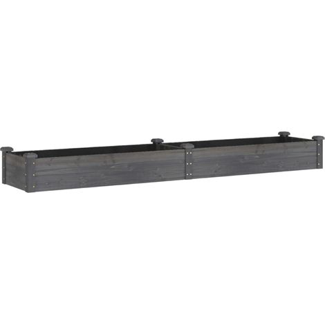 Jardinière bac lit surélevé plantes fleurs terrasse jardin de jardin doublure 240 x 45 x 25 cm bois massif sapin gris