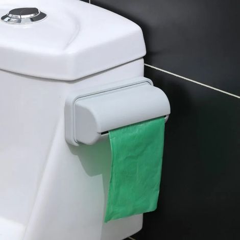 Boîte de rangement pour sacs poubelle (1 pièce, couleur aléatoire) - Distributeur de sacs poubelle pour cuisine et salle de bain - Support mural pour sacs plastiques et organisateur de conteneurs, gri (1/5)