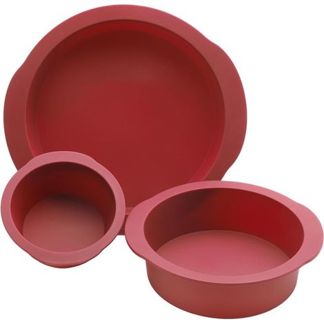 Set mit 3 runden Silikon-Kuchenformen, antihaftbeschichtet, für Kuchen und Käsekuchen(runde Form, 3 Teile à 10 + 15 + 20 cm) (1/5)