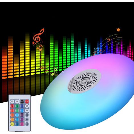 Ampoule LED UFO multicolore RGB avec télécommande, haut-parleur Bluetooth et plafonnier E27 RGB multicolore avec musique (1/5)
