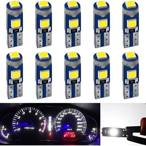 10 Stück T5 W3W-Glühbirnen für 2721 27 37 286 PC74 LED, 12 V, 20 lm, 0,7 W, 3 SMD 3030 Chips, für die Innenraumbeleuchtung des Armaturenbretts im Auto, automatischer Ersatz für die Instrumentenbeleuch