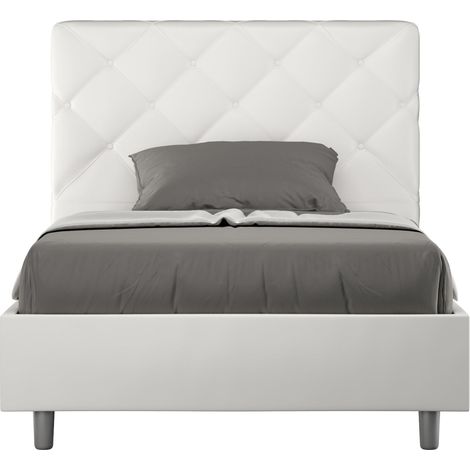 Letto 1 Piazza e Mezzo 110x190 cm con Rete e Contenitore Priya Bianco (1/4)