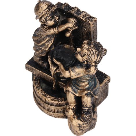 Figurine garçon fille jeu d’eau sculpture résine artisanat décoration jardin extérieur (modèle pompe à eau) (1/5)