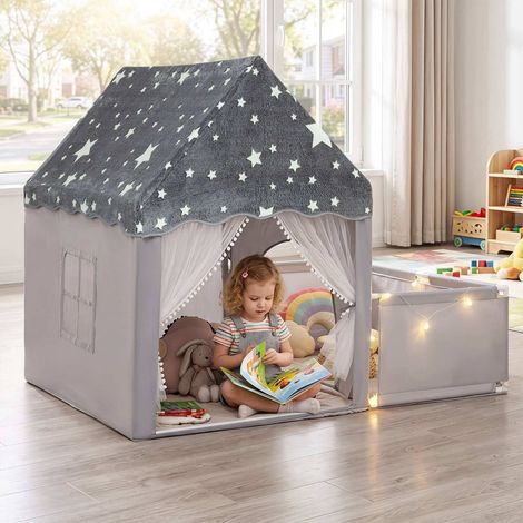 Children's Glow-in-the-Dark Play Tent with Mat & Window (1/3)