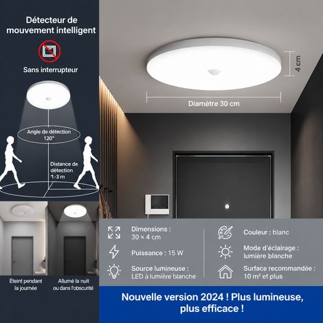 Plafonnier LED 15W 30cm Blanc Lumière Blanche à Détecteur Infrarouge 30cm 15w réf 3152 1 × 1 × 1 cm 1 g – Livraison gratuite