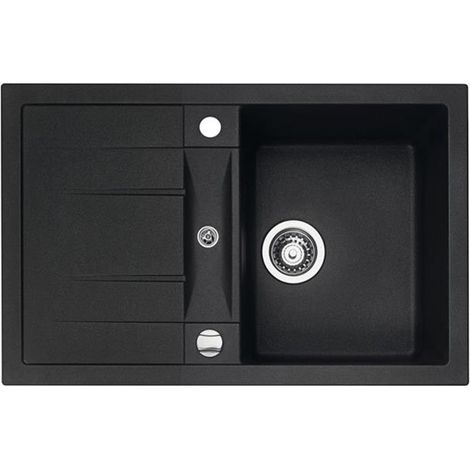 Naber Einbauspülen-Set Corto 780 Cin-Nagranit nero mit Küchenarmatur Drive 1S Edelstahlfarbig/schwarz Hochdruck (1/3)
