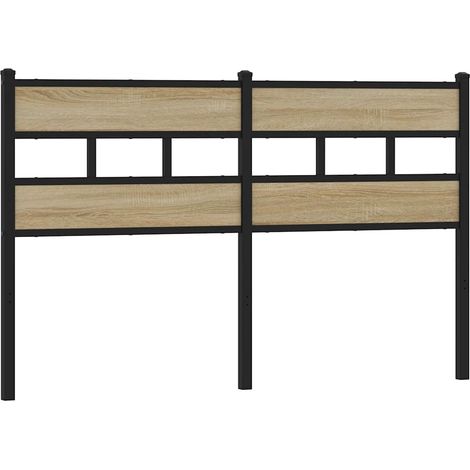 Testiera Testata del letto di Ricambio Rovere Sonoma 140 cm in Ferro e Legno Multistrato (1/4)