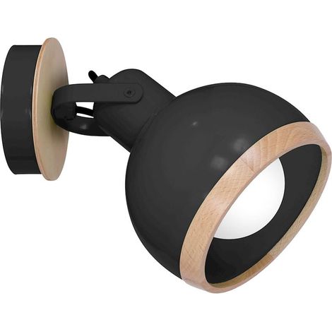 Applique Milagro OVAL noir/bois métal E27 1x60W intérieure (1/3)