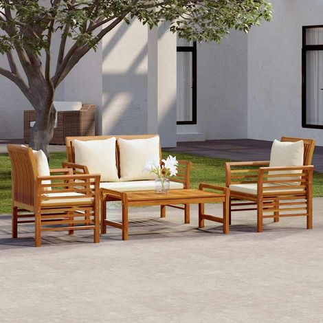 vidaXL Set de muebles de jardín 4 pzs y cojines madera maciza acacia (1/5)
