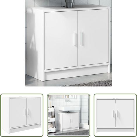 vidaXL Bois d'ingénierie -  Armoire de lavabo blanc 63x29x55 cm bois d'ingénierie (1/5)
