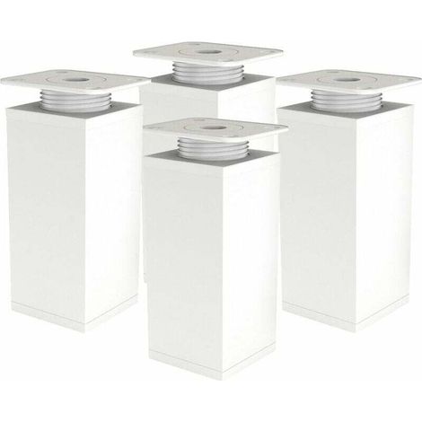 [JAMAIS UTILISÉ]Pied de Meuble - Pied Reglable Pied Canapé - Pied Reglable pour Meuble - Lot de 4 - Angulaire 40x40mm - Pièces de Rechange en Métal - Accessoires de Montage Inclus - 120mm Blanc (1/4)