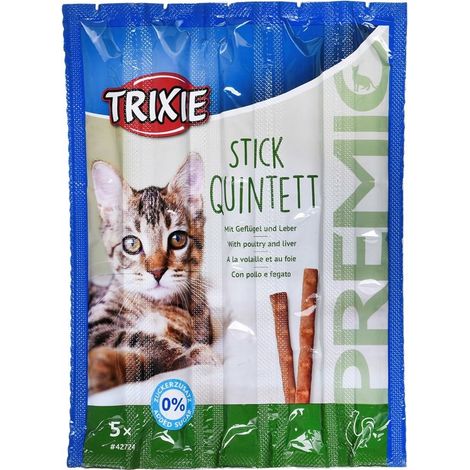Golosinas para gatos sabor pollo y hígado en palitos Quintett Trixie PREMIO 25 g (1/3)