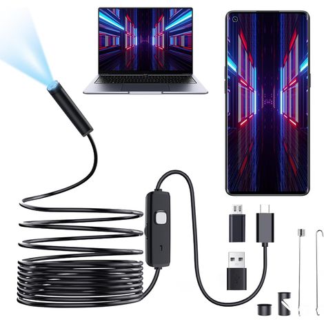 Endoscope 10m USB - Caméra Semi-Rigide IP67, 6 LED, Compatible Android et PC Windows, Idéale pour Inspection (1/5)