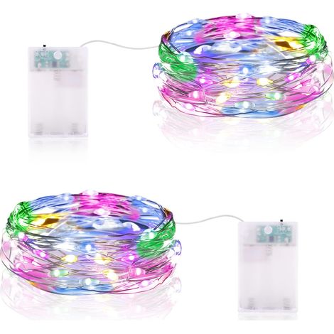 Guirlande Lumineuse LED à Piles 2M 20 LEDs Mini Guirlande LED avec Minuterie Interieur Extérieur Décoration Lumière pour Chambre Noël Mariage Anniversaire Soirée (4 Pièces, Blanc Chaud) (1/5)