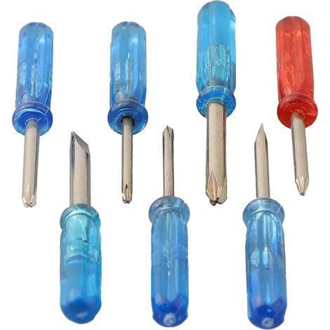 Jeu de tournevis, 7 pièces/45mm/plat, rouge/bleu, pour maison (1/5)