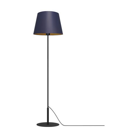Lampada da terra nera Arden paralume blu E27 Luminex