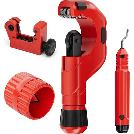 Set mit 4 robusten Rohrschneidern (Ø 6–50 mm), Mini-Rohrschneider (Ø 3–22 mm) und 2 Entgratwerkzeugen, geeignet für PVC/Aluminium/Kupfer