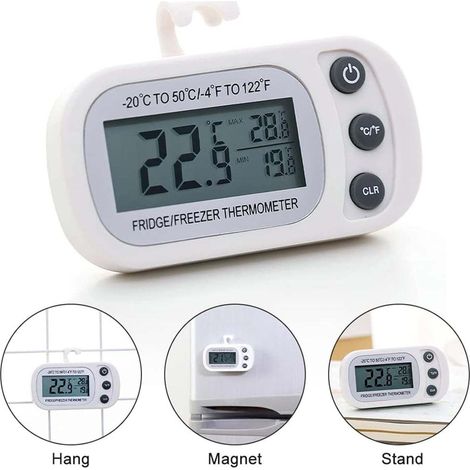 Thermomètre Numérique de Refroidissement – Crochet Pratique Écran LCD Fonction Enregistrement Température Pour Congélateur ou 2pcs (1/5)