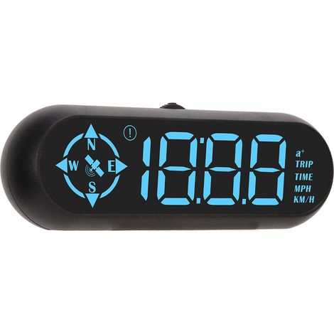 Affichage tête haute (HUD) numérique pour voiture : compteur de vitesse, odomètre, boussole, GPS, police 7 couleurs, universel pour véhicules (1/5)