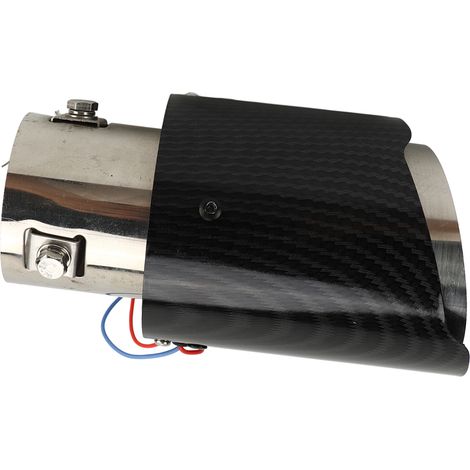 Auspuffendrohr aus Edelstahl im Carbon-Stil mit blauer LED-Beleuchtung, Heckauslass für Fahrzeugtuning, universeller dekorativer Schalldämpfer. (1/5)