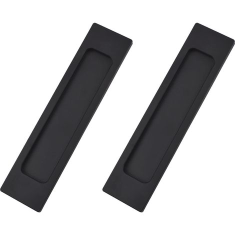 Lot de 2 poignées de porte coulissante adhésives en aluminium noir mat,sans perçage,pour portes de grange,fenêtres et armoires (1/5)