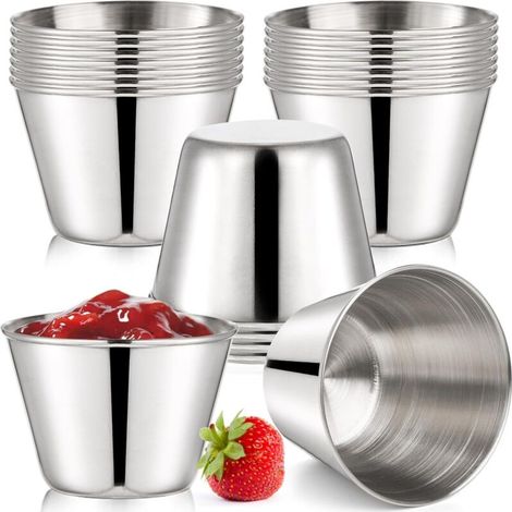 Bekith 20er-Set Edelstahl-Saucenbecher 75 ml für Saucen, Gewürze und Dips – ideal für Grillabende, Restaurants und Zuhause (1/4)