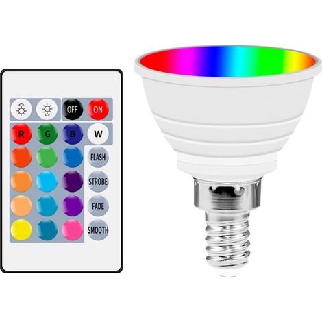 Ampoule LED RGB intelligente E14, 16 couleurs changeantes, 85-265 V, télécommande, luminosité 450 lm, avec synchronisation (1/5)