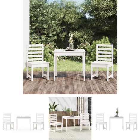 The Living Store - 3-tlg. Garten-Bistro-Set Weiß Massivholz Kiefer (1/5)