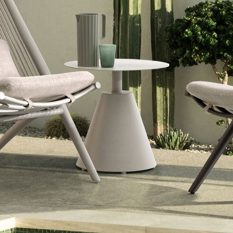 Bolzano Acri Table de jardin Ø50 aluminium beige (1/4)