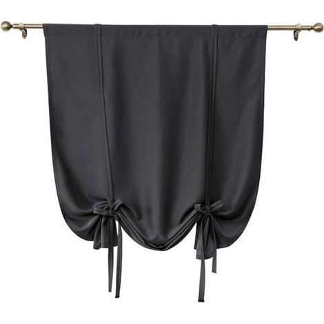 Lot de 1 rideau occultant court uni à nouer rideau romain de couleur unie pour petites fenêtres (1/4)