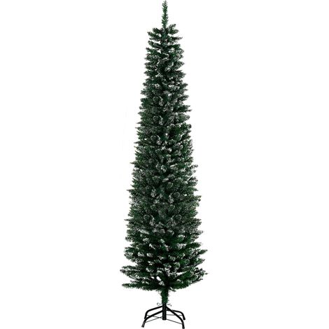 Easycomfort Albero di Natale Innevato Artificiale Alto e Stretto con 570 Rami, Base Rimovibile e Pieghevole, Φ53x190cm, Verde (1/5)