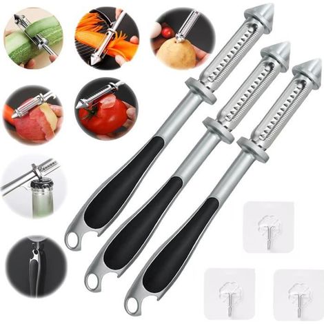 3 in 1 Vegetable and Fruit Peeler, All in One Vegetable Peeler, Stainless Steel Multifunctional Veggie Peeler, (3 PCS) (1/4)