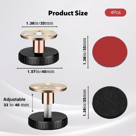 pieds meuble réglables à percés ou autocollants avec patins amortisseurs 40 mm lot de 4 27 (1/4)