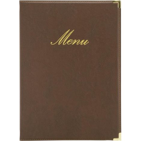 SECURIT - Porta Menu Linea Classic - Per Caffè, Ristoranti, Bar - Similpelle - Formato A4 - 1 Doppio Inserto Incluso - Colore Marrone